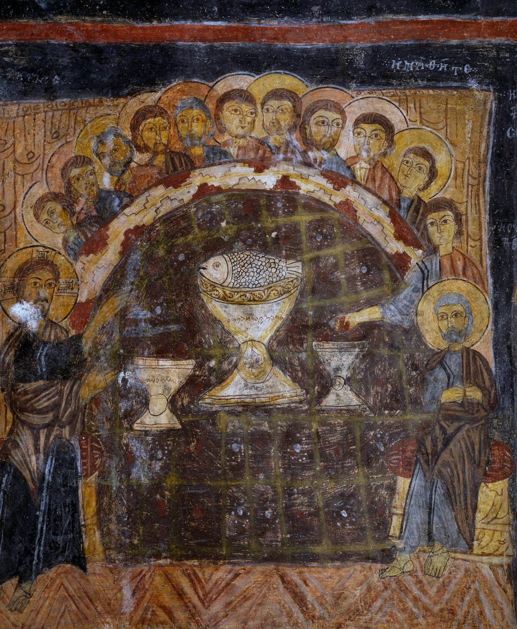 Ostatnia Wieczerza, fresk bizantyjski (XIII w.), Gulsehir Karsi Kilise (Kościół Św. Jana), Göreme (Lista Światowego Dziedzictwa UNESCO) autorstwa Byzantine