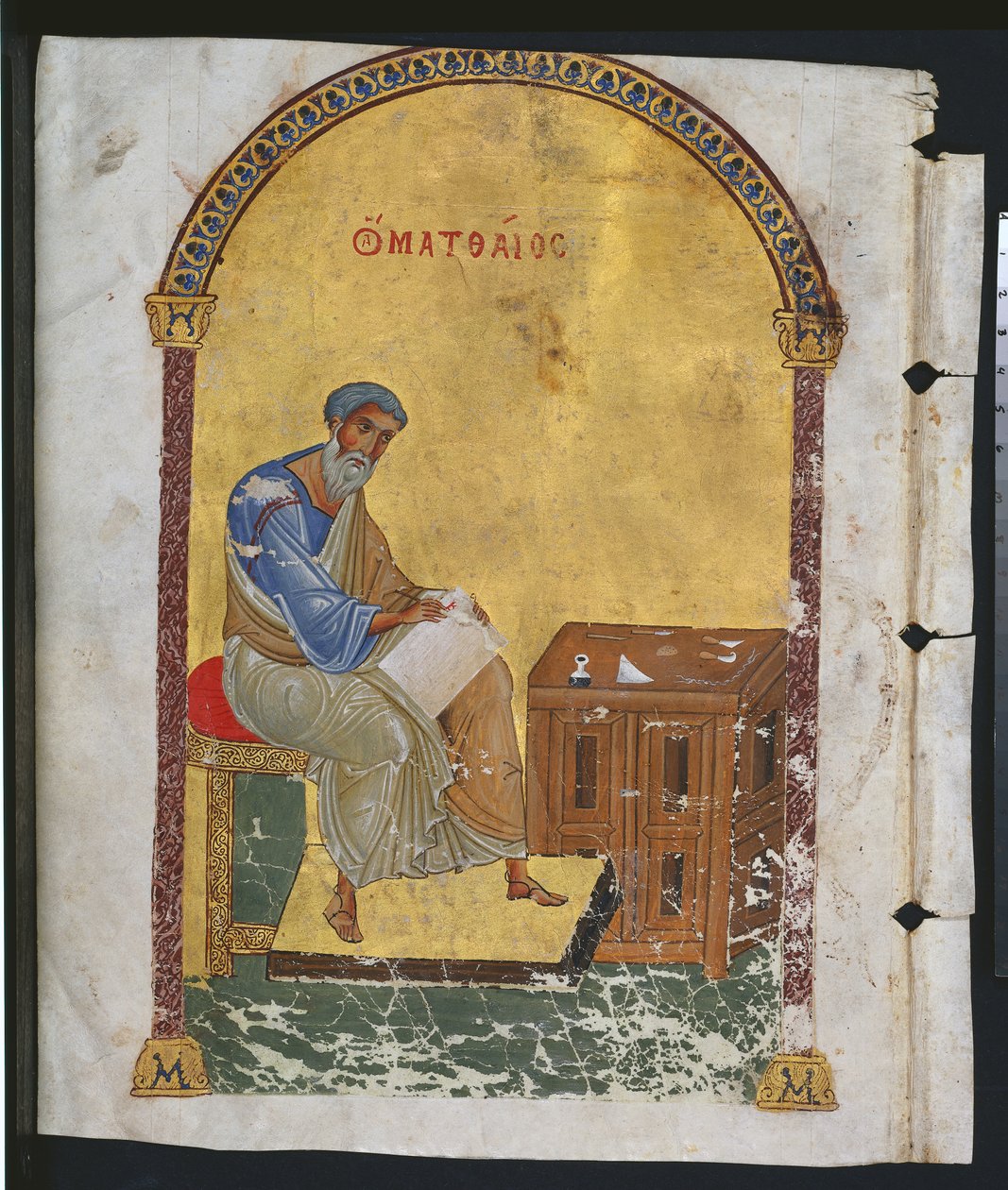 Kartka z Lekcjonarza ze św. Mateuszem, 1057-1063 autorstwa Byzantine