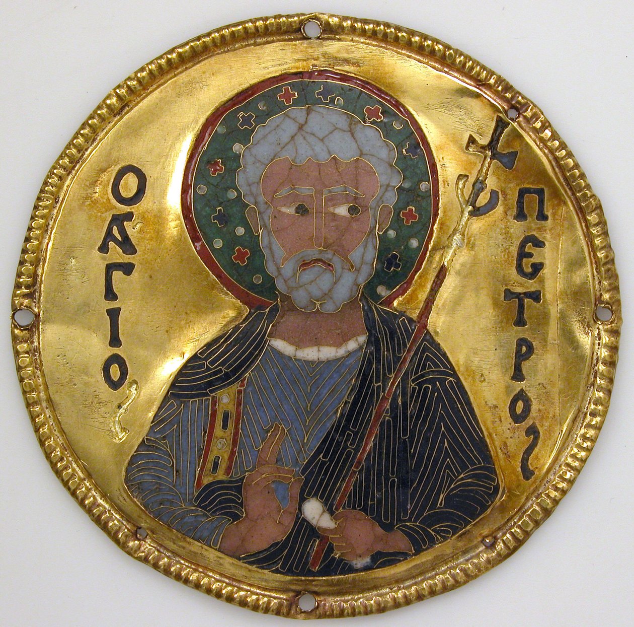 Medalion ze Świętym Piotrem z Ramy Ikony, ok. 1100 (złoty, srebrny i emaliowany cloisonné) autorstwa Byzantine