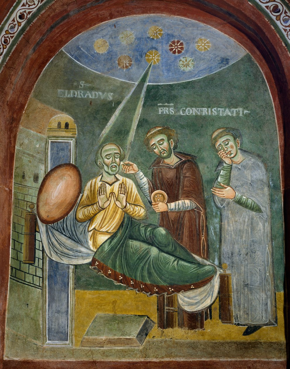 Święty Eldrad umierający podczas przyjmowania Eucharystii, fragment z Opowieści św. autorstwa Byzantine