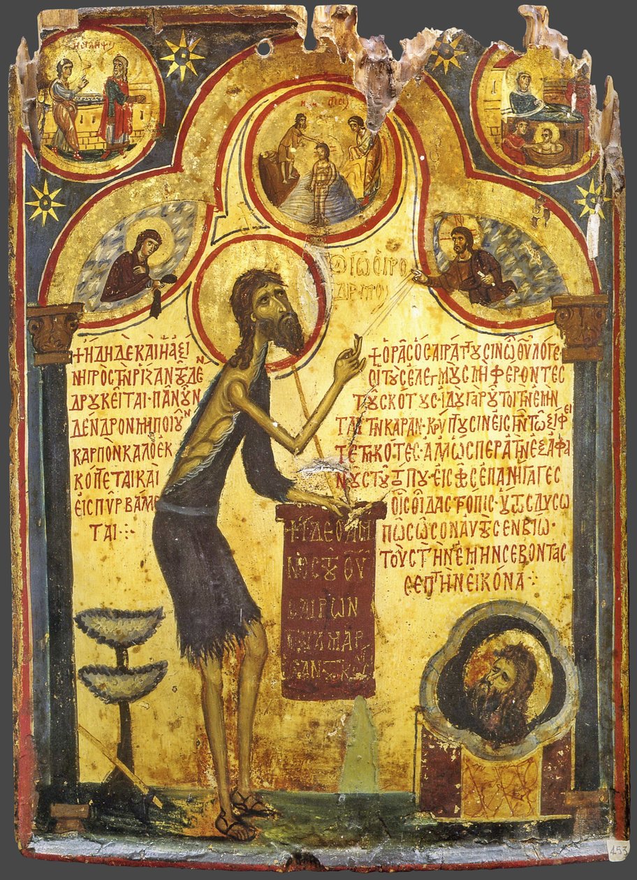 Św. Jan Poprzednik ze scenami z jego życia, XIII wiek autorstwa Byzantine