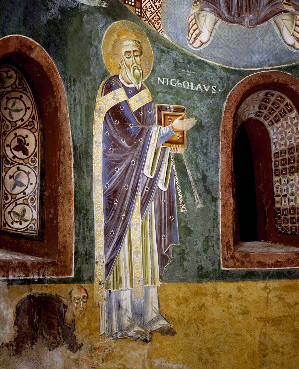 Św. Mikołaj, detal (fresk) autorstwa Byzantine