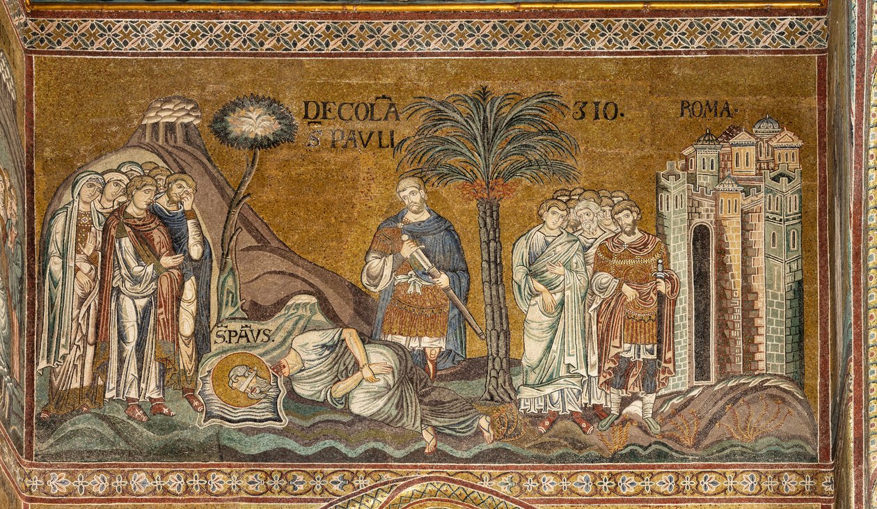 Ścięcie św. Pawła w Rzymie, mozaika bizantyjska, XII-XIII w. w transepcie północnym (mozaika) autorstwa Byzantine