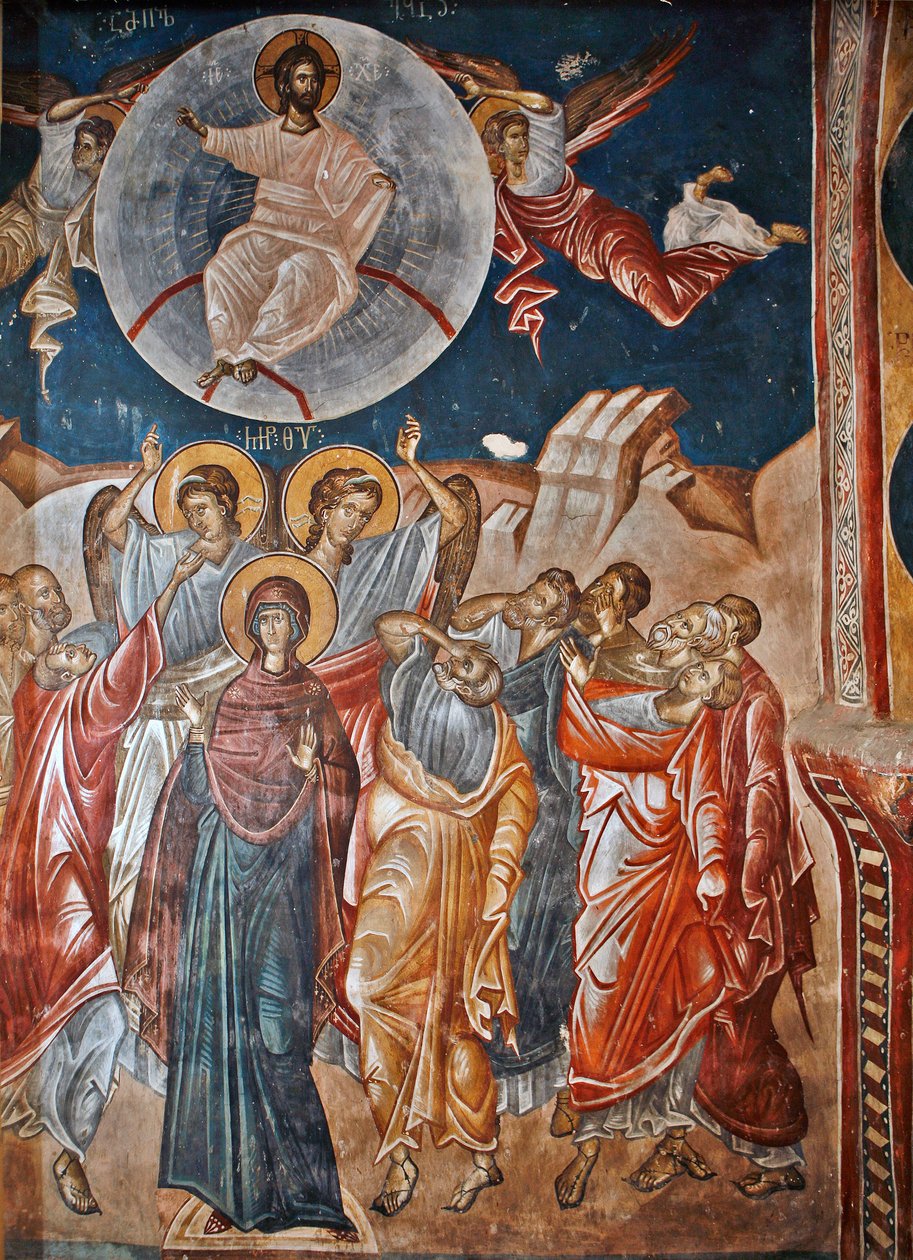 Zmartwychwstanie - Peinture de Damiane (aktywny XIV wiek) - XIV wiek - Fresk - Klasztor św. Jerzego, Ubisi ©FineArtImages/Leemage autorstwa Byzantine