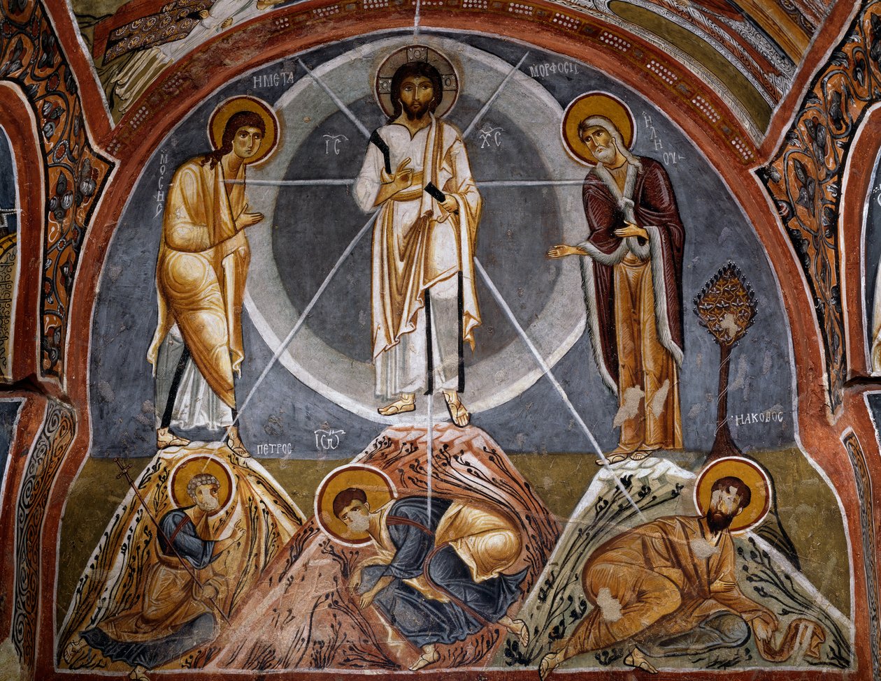 Przemienienie Pańskie, fresk bizantyjski (XII w.), Karanlik Kilise (Ciemny Kościół) (XII–XIII w.), Göreme (Lista Światowego Dziedzictwa UNESCO) autorstwa Byzantine