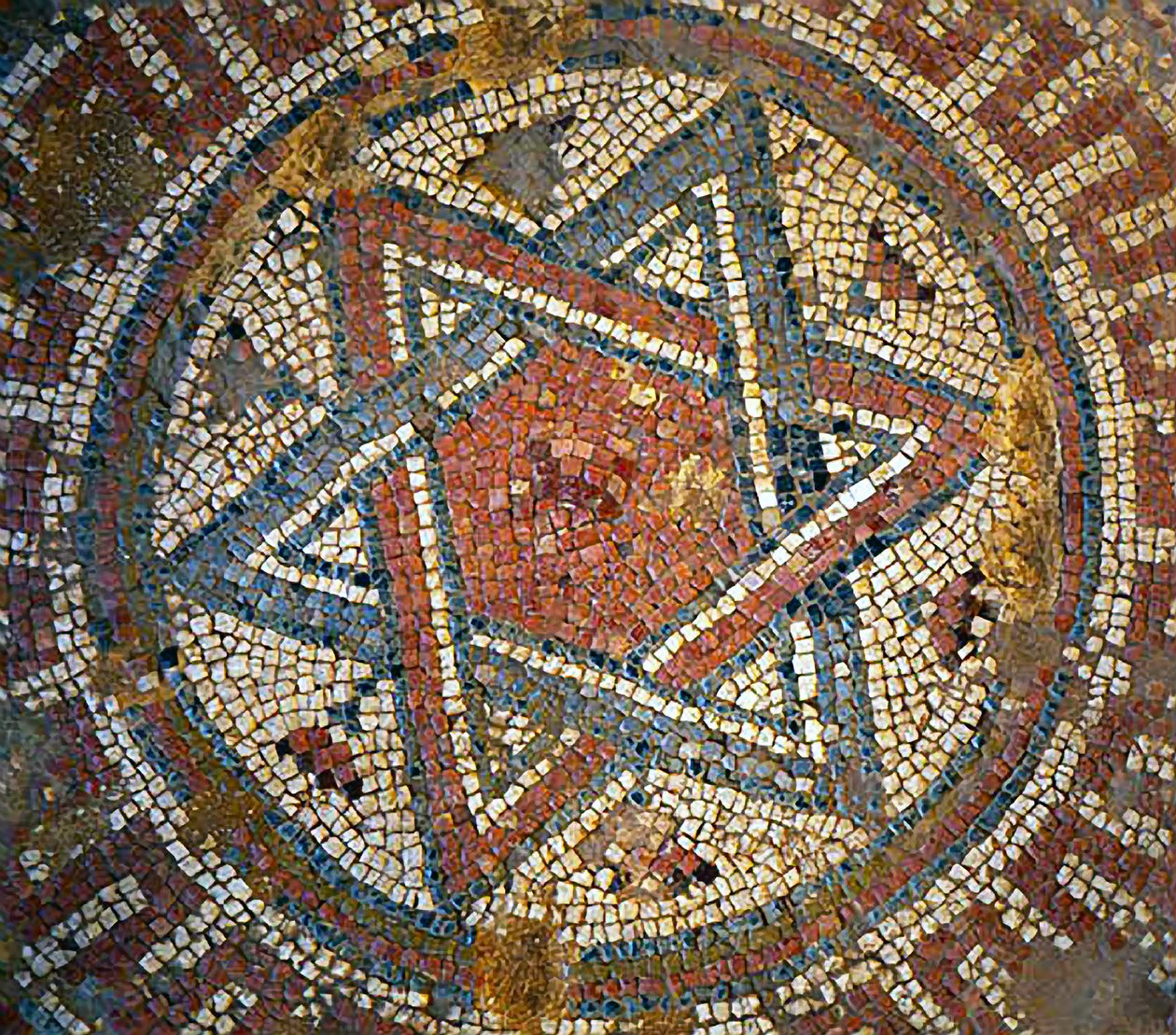 Fragment mozaikowej posadzki przedstawiający Gwiazdę Dawida z bizantyjskiego kościoła w Shiloh, Zachodni Brzeg, IV wne (mozaika) autorstwa Byzantine Byzantine