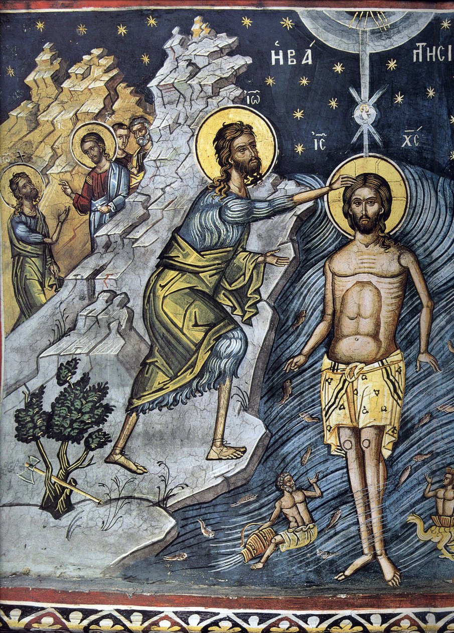 Objawienie Pańskie - Bizantyjski Mistrz - XVI wiek - Fresk - Klasztor Dionysiou, Góra Athos autorstwa Byzantine Byzantine