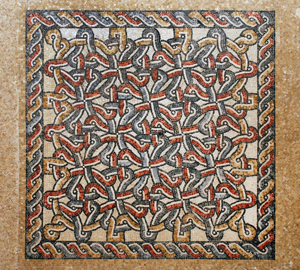 Posadzka mozaikowa z obszaru bemy we wczesnobizantyjskim kościele w Szilo, Zachodni Brzeg, 380-420 ne (mozaika) autorstwa Byzantine Byzantine