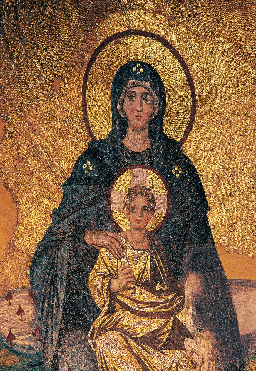 Dziewica z Dzieciątkiem na tronie (mozaika) autorstwa Byzantine Byzantine