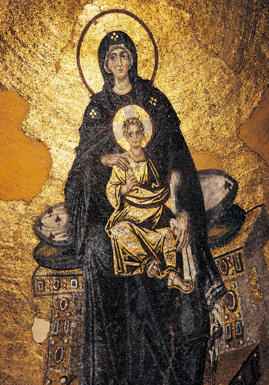 Dziewica z Dzieciątkiem na tronie (mozaika) autorstwa Byzantine Byzantine