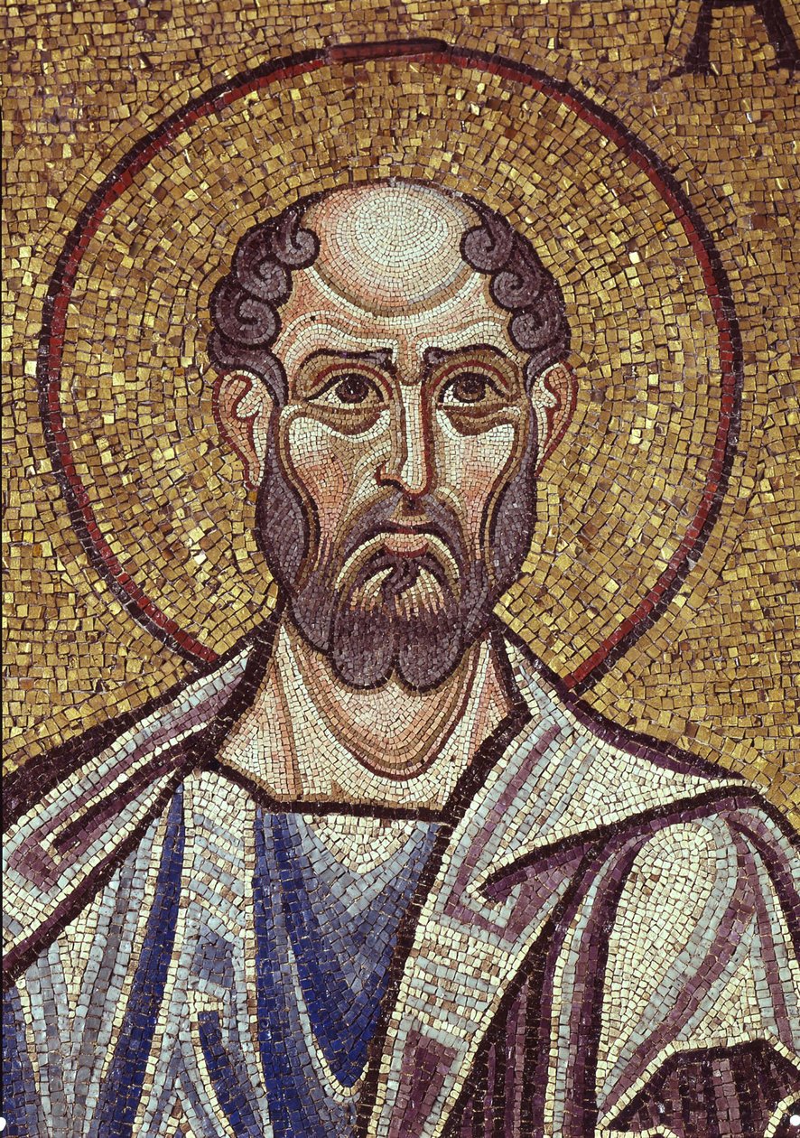 Fragment mozaiki wewnętrznej proroka Abdiasza w bazylice św. Marka, XII w. autorstwa Byzantine Byzantine