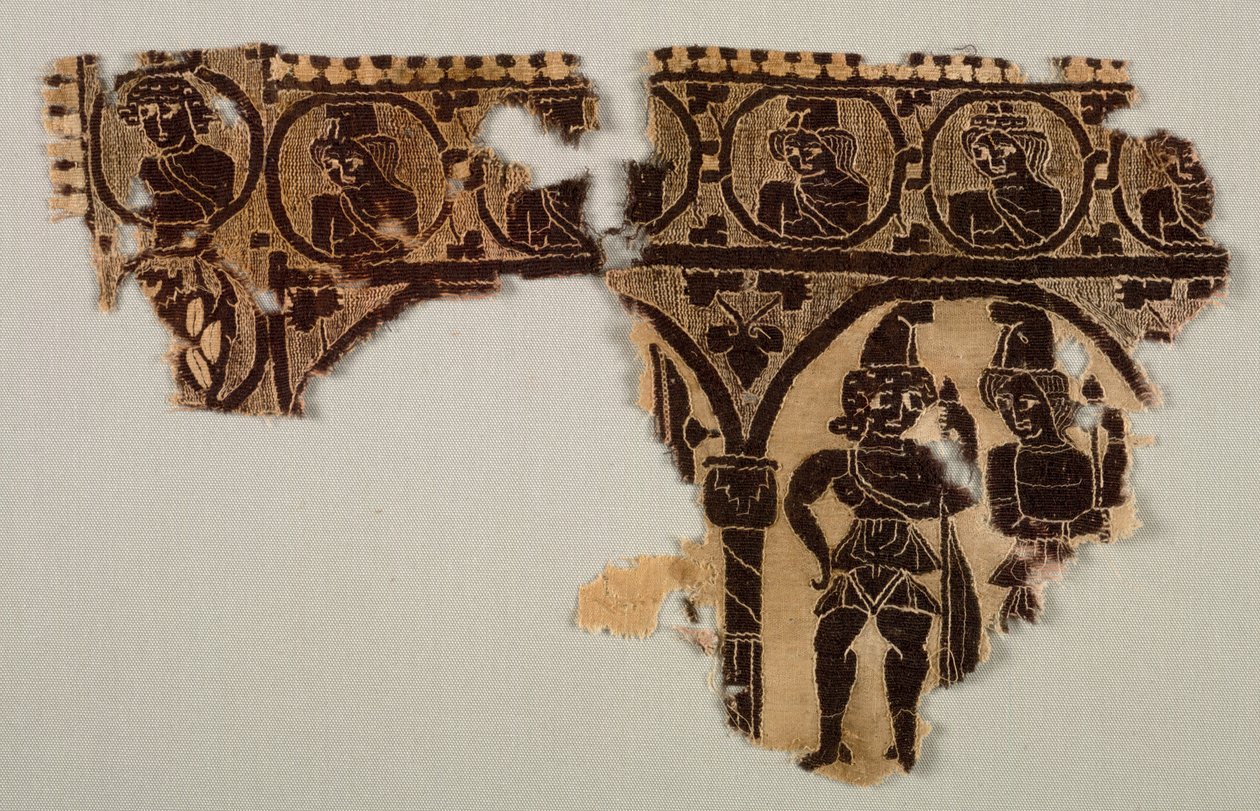 Ozdoba na szyję tuniki, lata 400. (splot gobelinowy z dodatkowym wątkiem, niebarwiony len i barwiona wełna) autorstwa Byzantine Period Egyptian