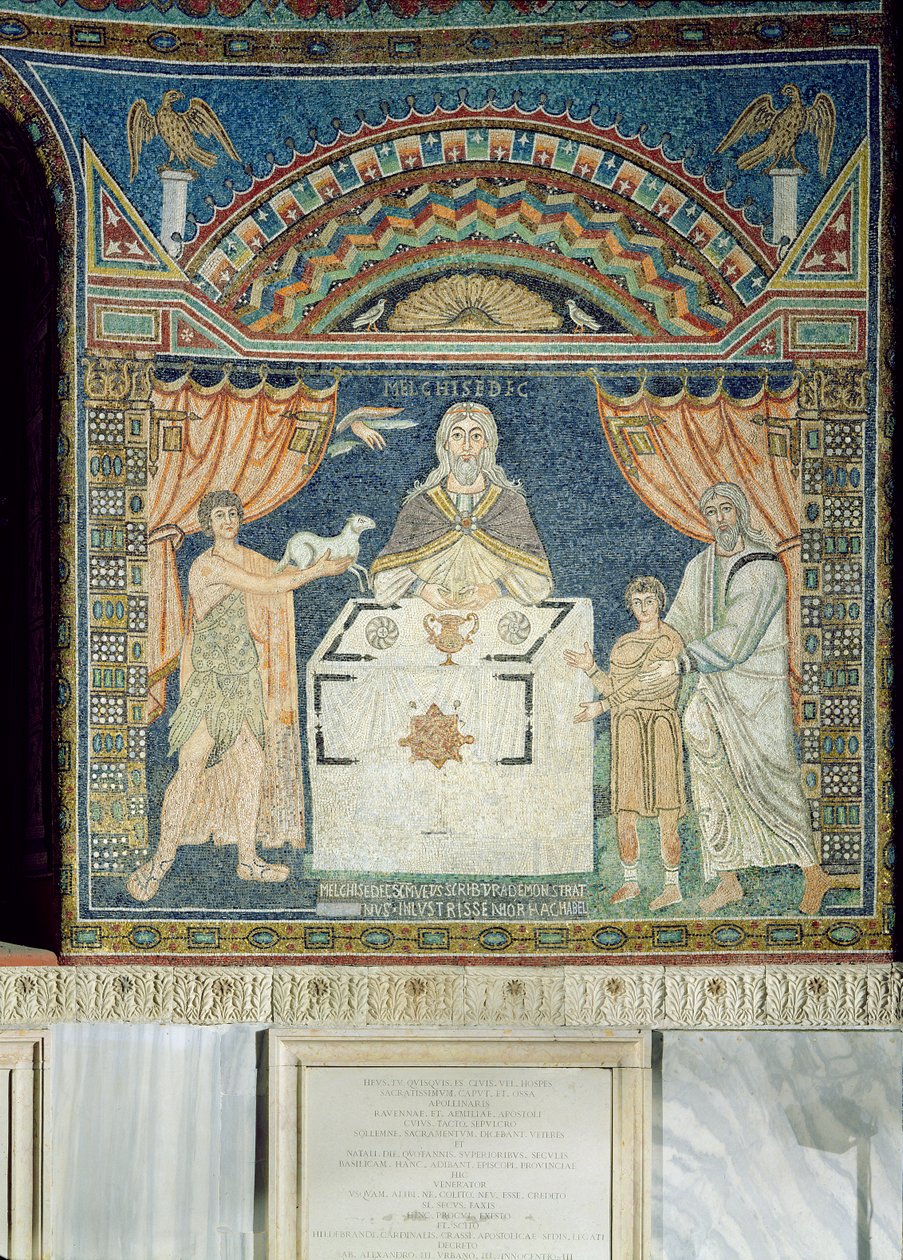 Abraham, Izaak i Melchizedech (mozaika) autorstwa Byzantine School