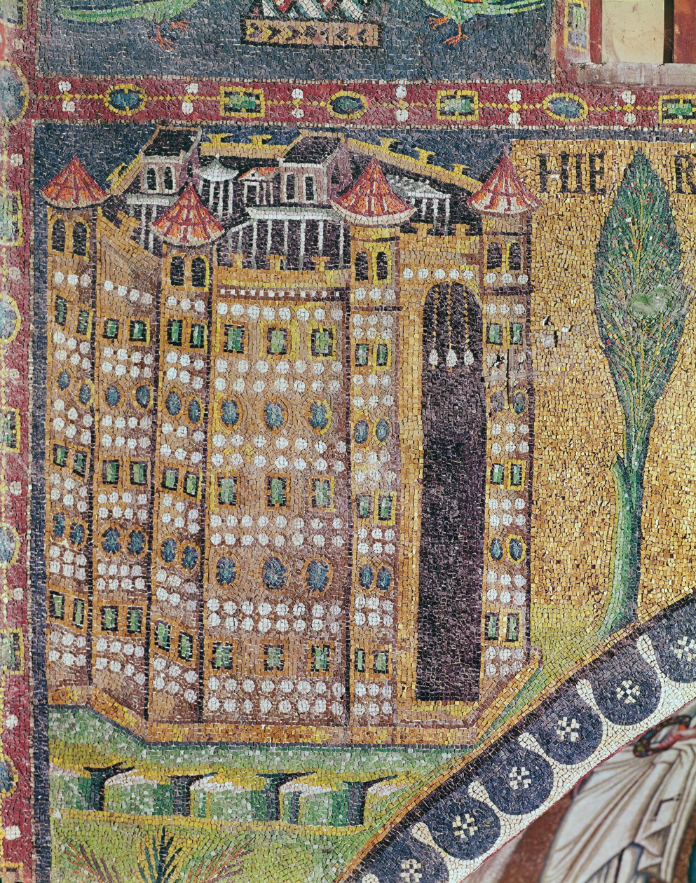 Fragment Jerozolimy (mozaika) autorstwa Byzantine School