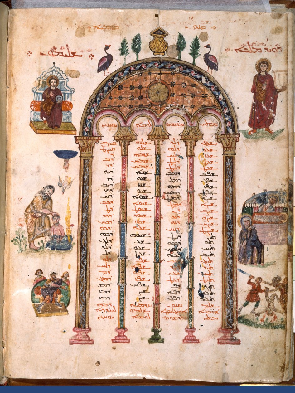 F.4v, tablice kanoniczne, z Ewangelii Rabuli, 586 ne (tempera na welinie) autorstwa Byzantine School