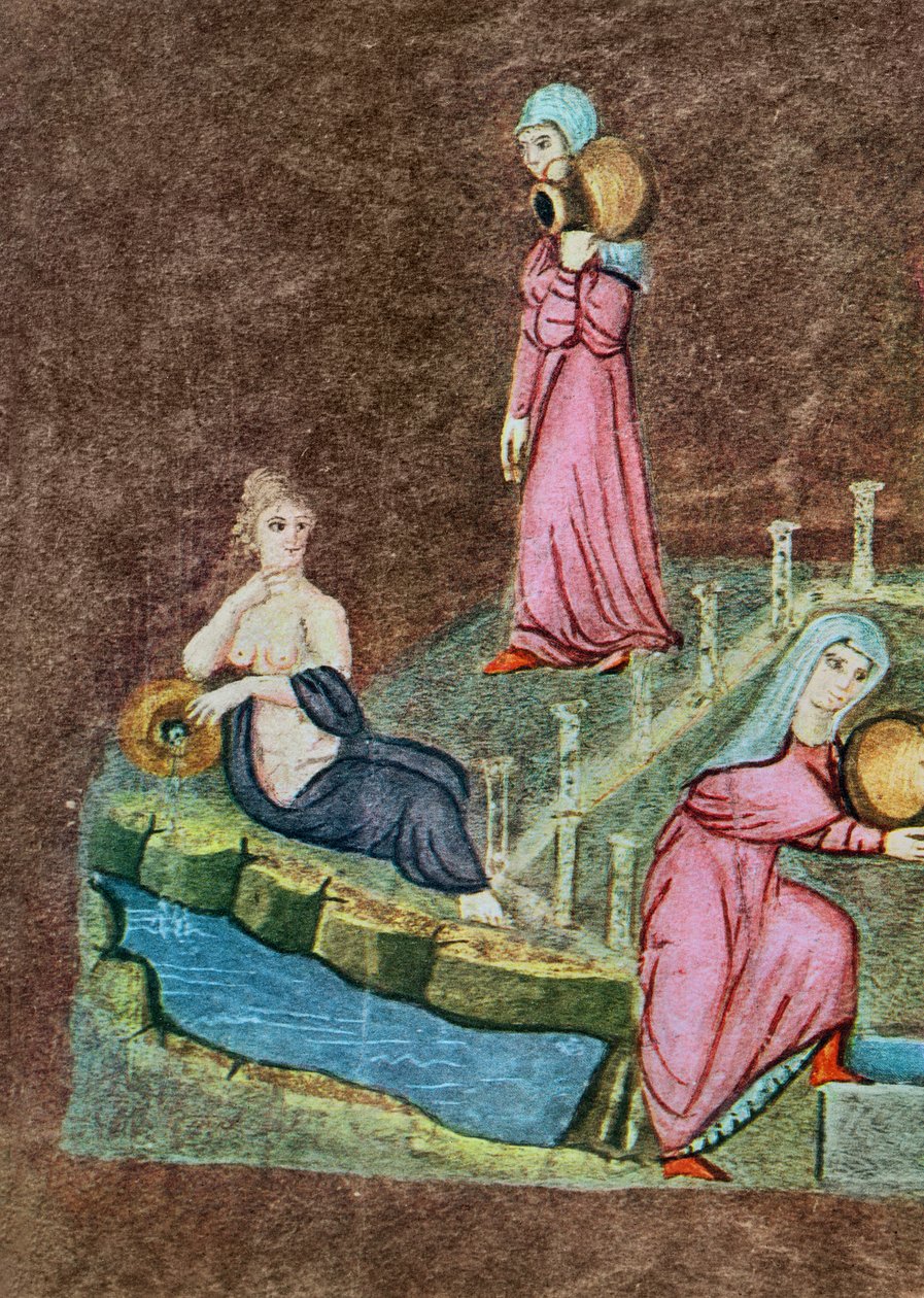 Gr 31 f.7r Rebecca i Eliezer przy studni, z Vienna Genesis (welin ( autorstwa Byzantine School