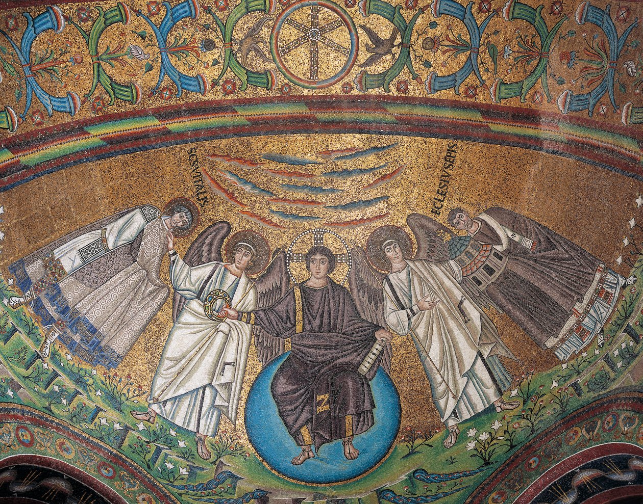 Włochy, Emilia-Romagna, Rawenna, bazylika San Vitale, mozaika w basenie absydyjnym autorstwa Byzantine School