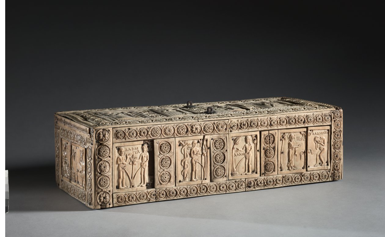 Pudełko z kości słoniowej ze scenami Adama i Ewy, 1000-1100s autorstwa Byzantine School