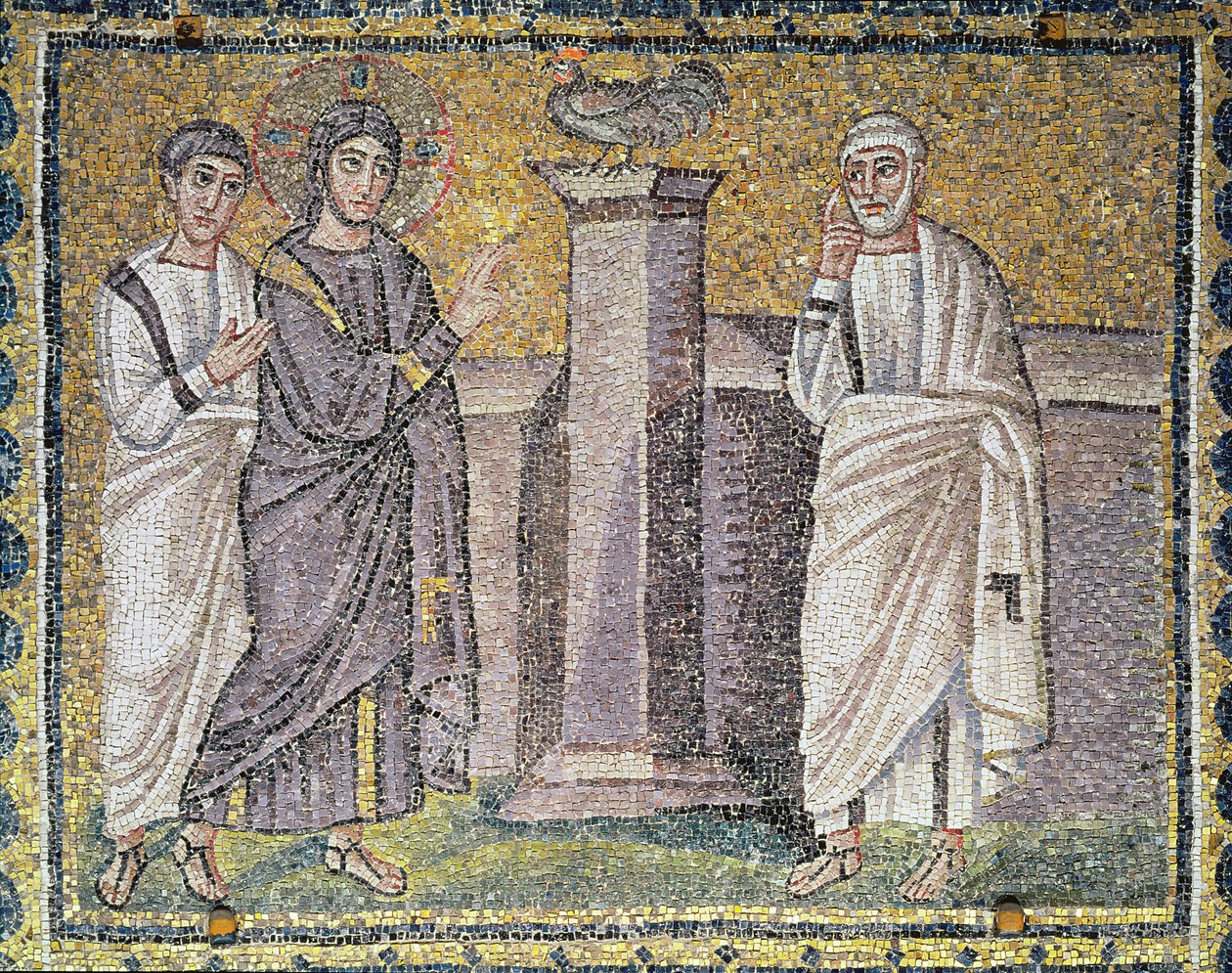Jezus przepowiada zaparcie się Piotra, sceny z życia Chrystusa (mozaika) autorstwa Byzantine School