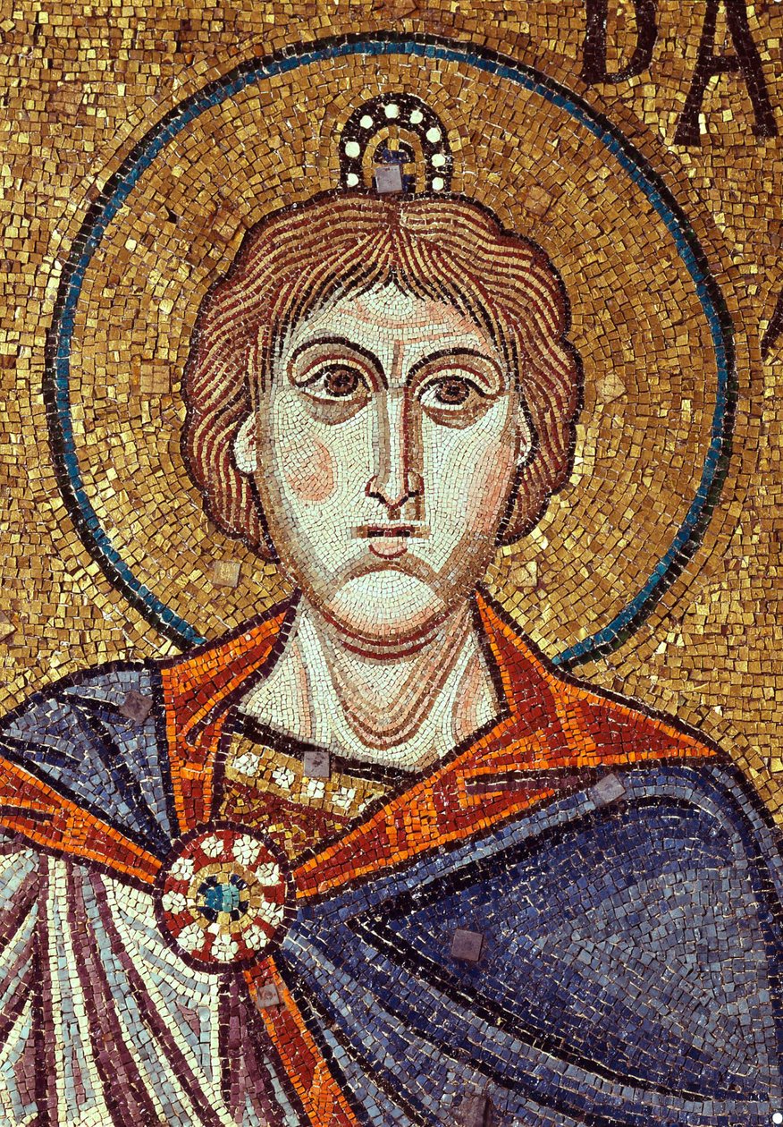 Prorok Daniel (VI wiek). Dzieło bizantyjskiego mistrza, mozaika, detal dekoracji bazyliki św. Marka w Wenecji (Włochy) autorstwa Byzantine School