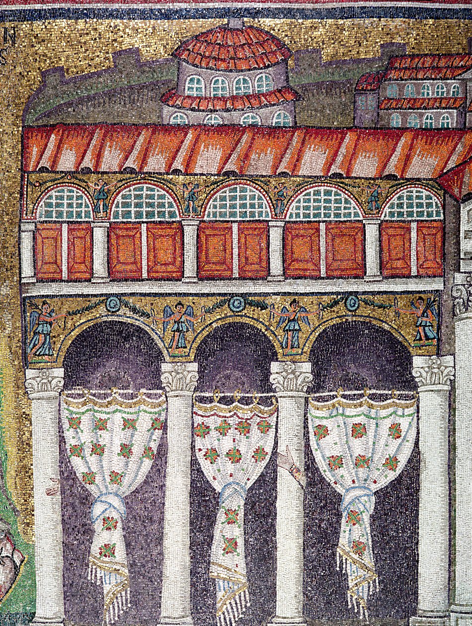 Lewe skrzydło Palazzo di Teodorico, 527-99 (mozaika) (detal z 224988) autorstwa Byzantine School