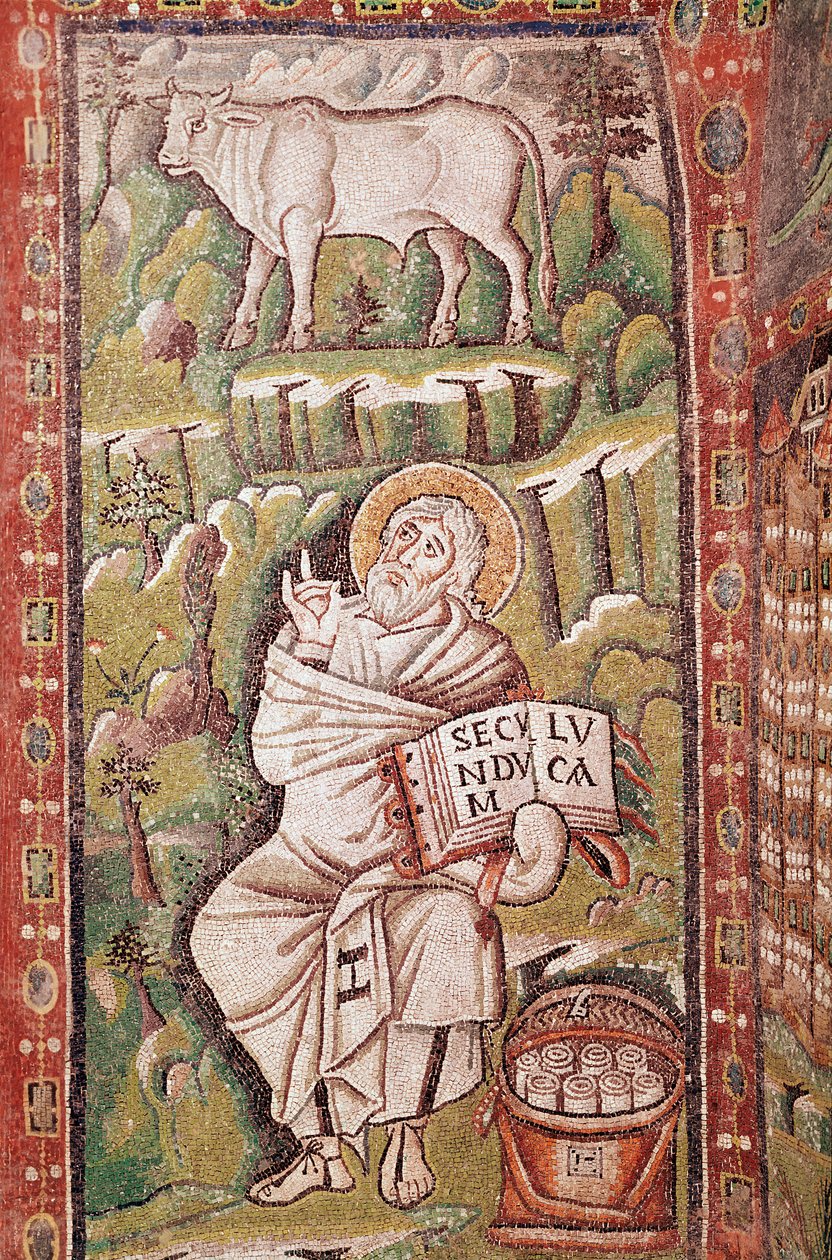 Ewangelista Łukasz (detal mozaiki, VI wiek) autorstwa Byzantine School