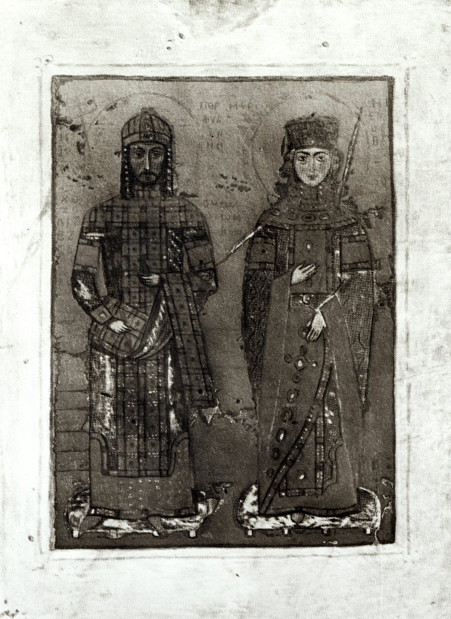Manuel I Komnen (ok. 1122-80) i cesarzowa Maria Antiochii (zm. 1182) autorstwa Byzantine School