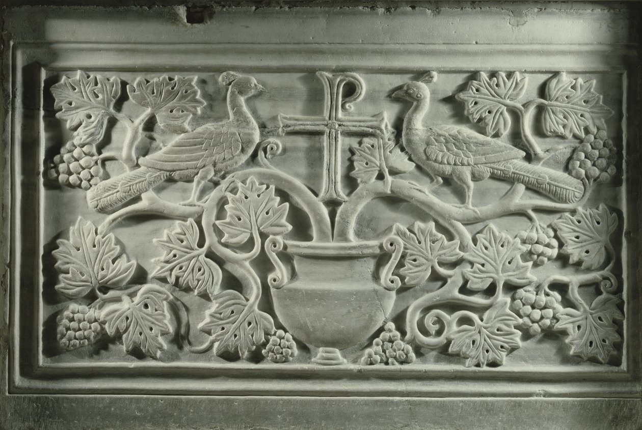 Pawie i winorośle (marmur) autorstwa Byzantine School