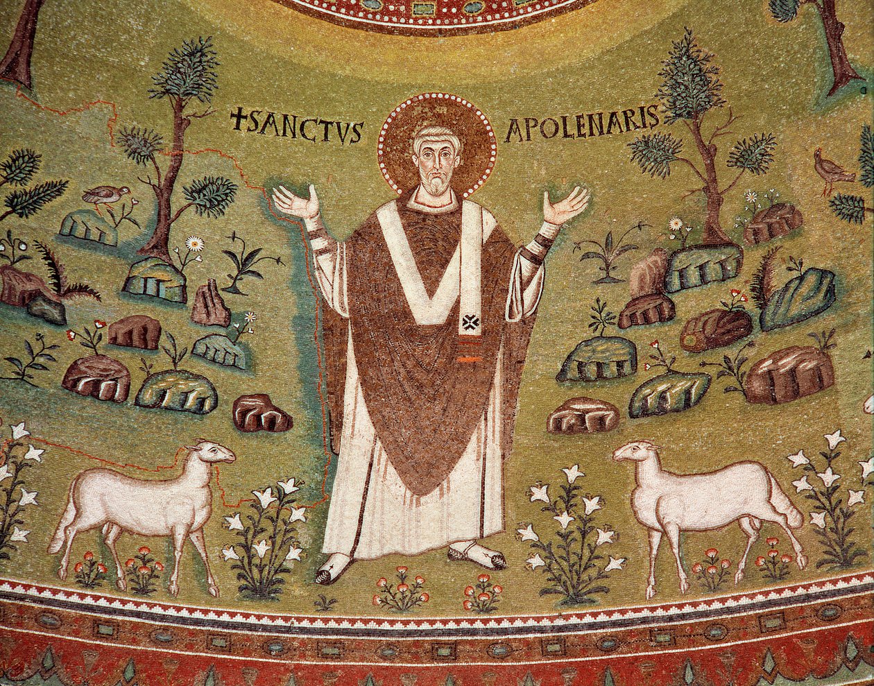 Portret Apolinarego z Rawenny, pierwszego biskupa Rawenny i Classe (szczegół mozaiki, VI w.) autorstwa Byzantine School