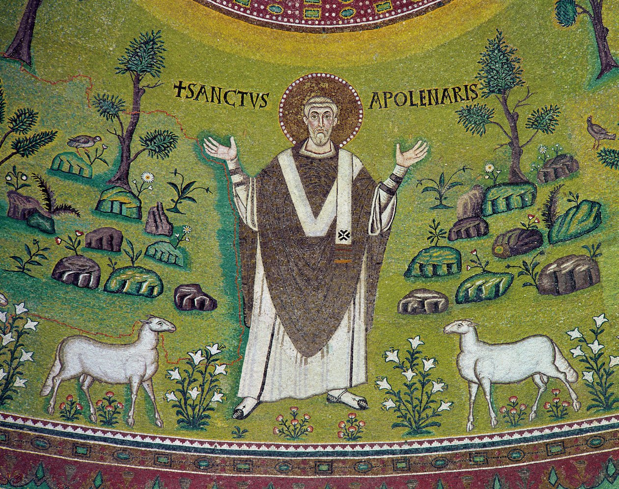 St. Apollinare (zm. 79) (mozaika) autorstwa Byzantine School