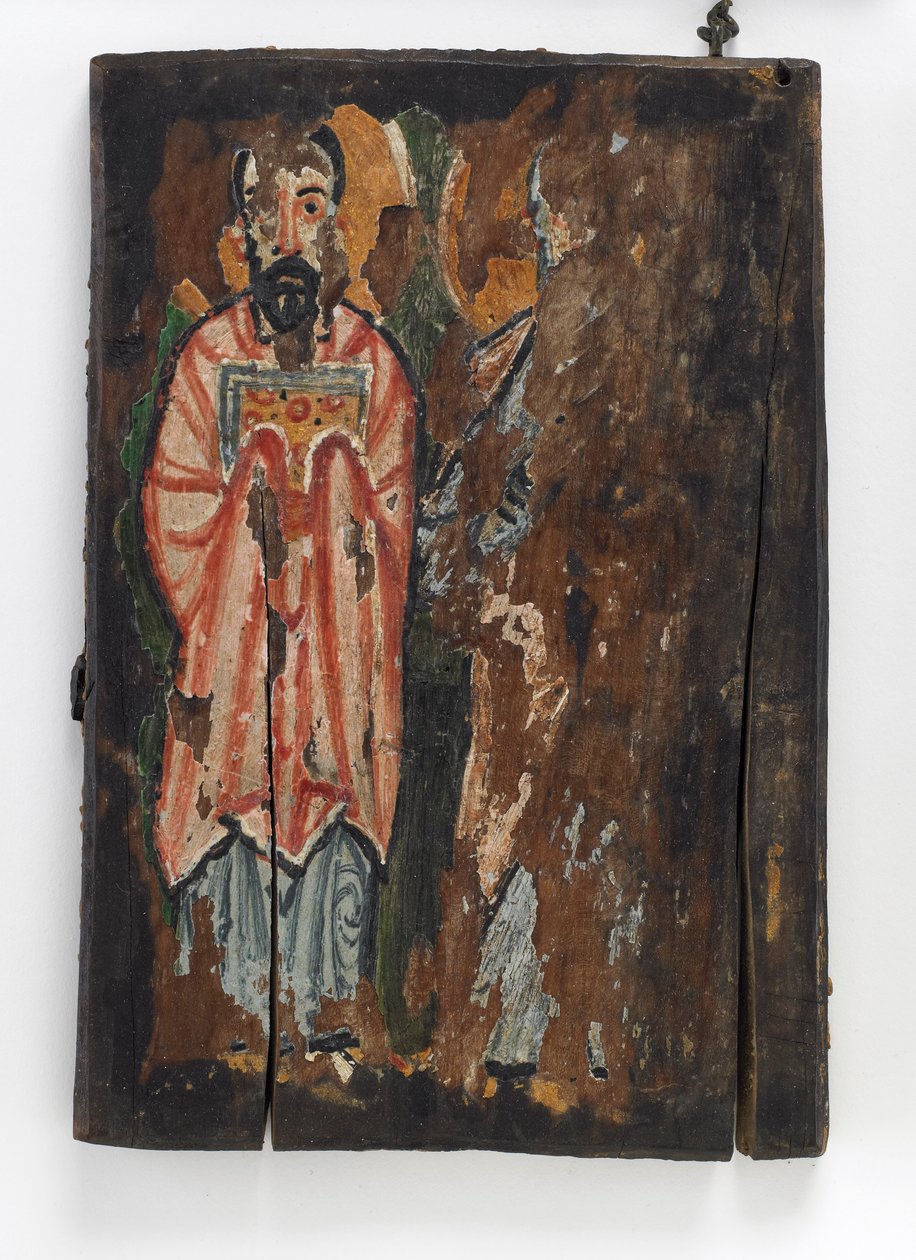 Św. Marek i Św. Łukasz, prawa okładka Rękopisu Waszyngtońskiego III (malowidło enkaustyczne na desce) autorstwa Byzantine School