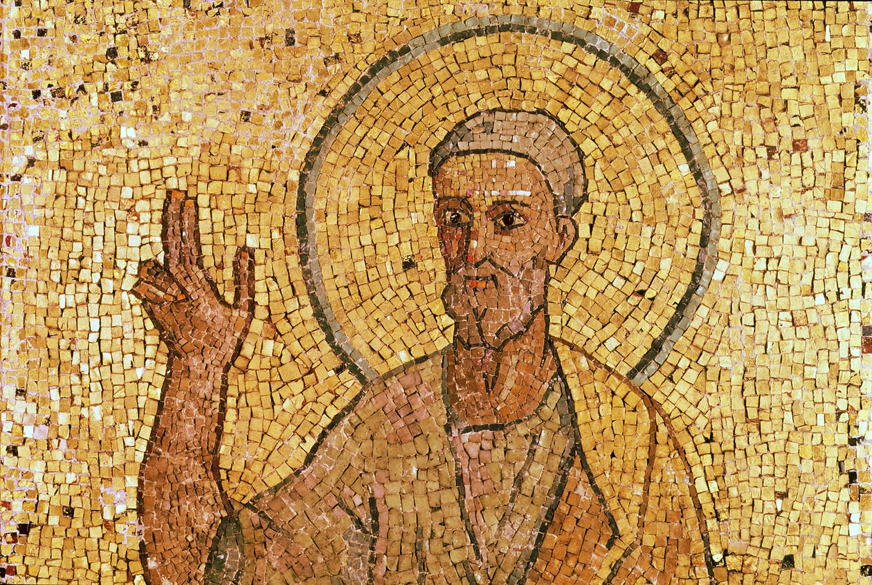 Św. Piotr z krypty Św. Piotra, ok. 700 AD (mozaika) (patrz także 151555) autorstwa Byzantine School