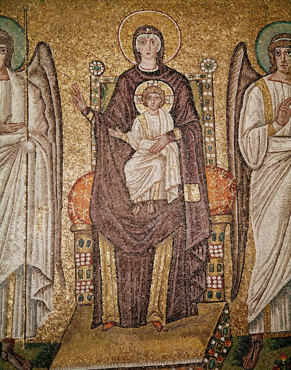 Dziewica bizantyjska (Szczegół mozaiki, VI wiek) autorstwa Byzantine School