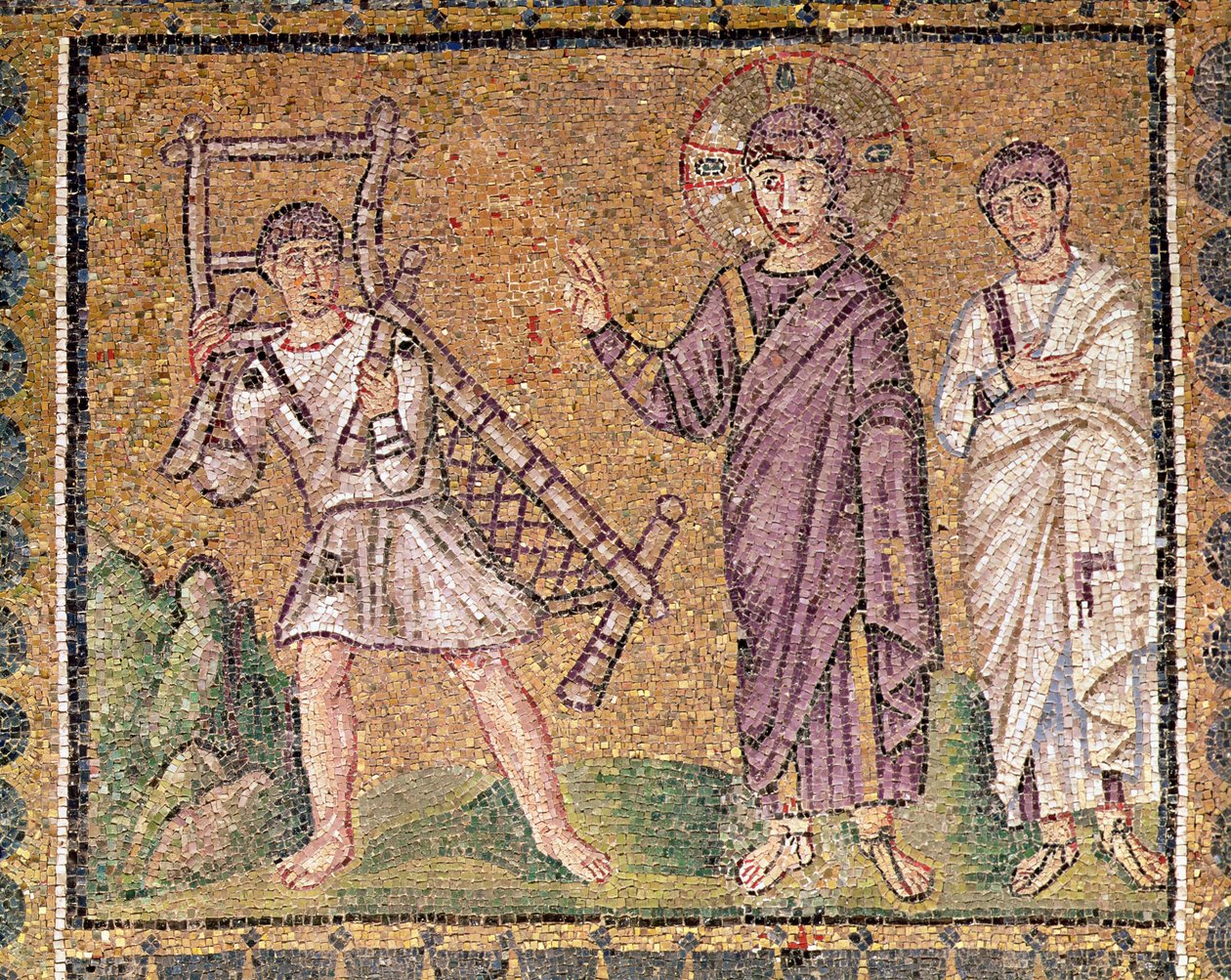 Uzdrowienie paralityka z Kafarnaum, sceny z życia Chrystusa (mozaika) autorstwa Byzantine School