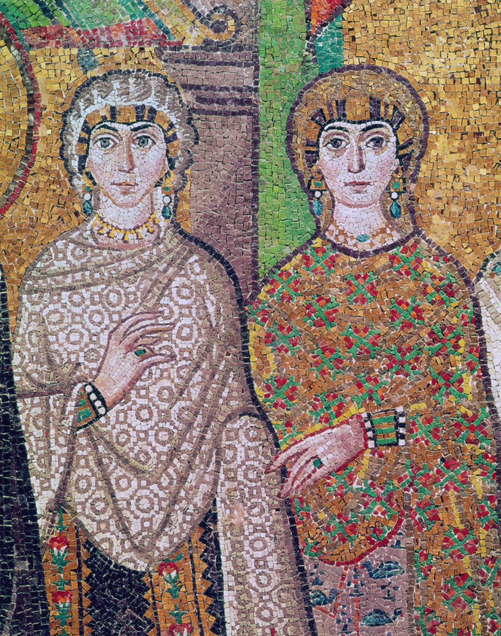 Dwie panie służące cesarzowej Teodory autorstwa Byzantine School