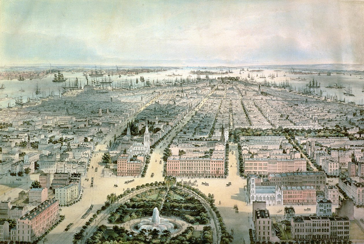 Nowy Jork Patrząc na południe od Union Square, wyd. przez Johna Bachmana, 1849 autorstwa C. Bachman