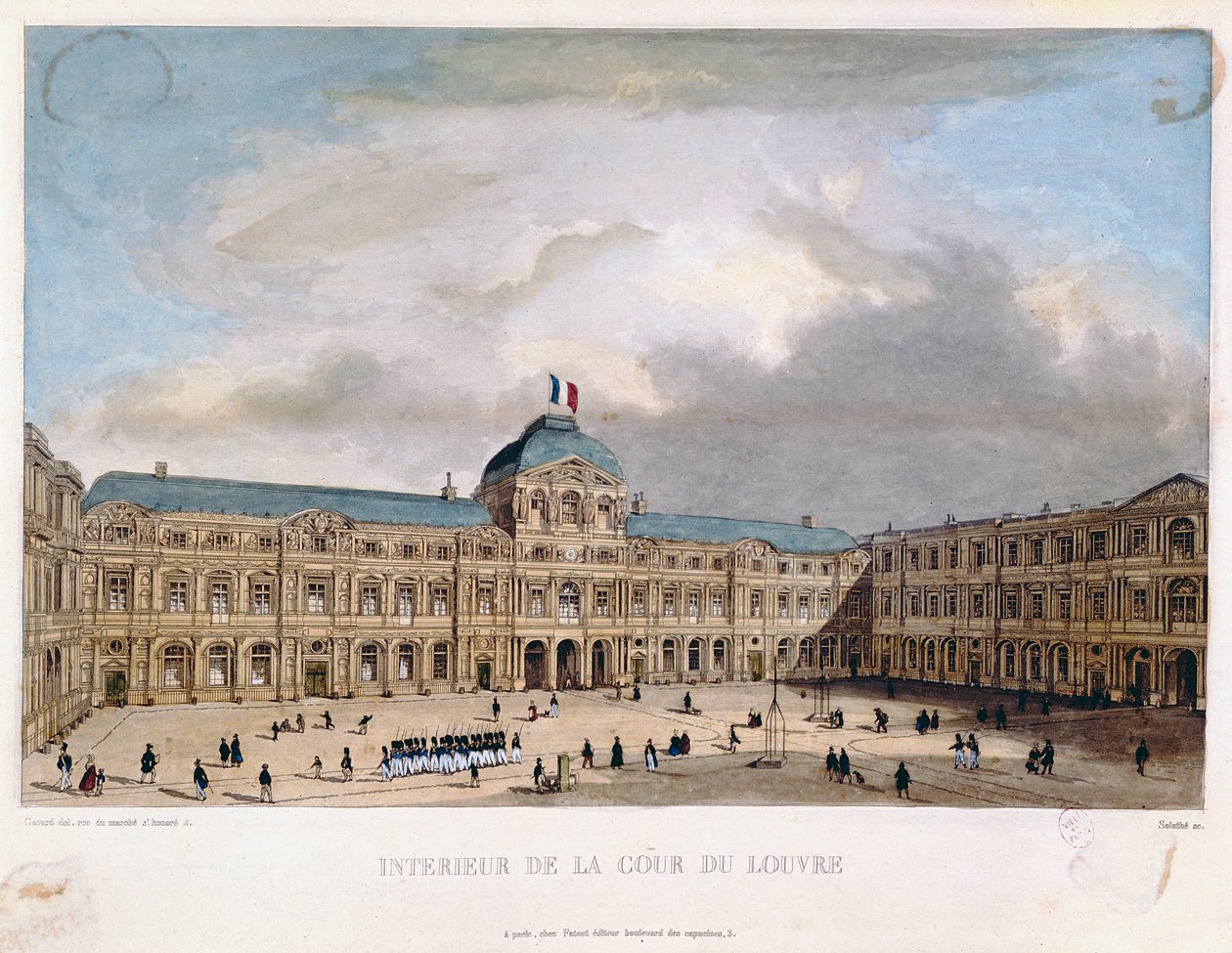 Wnętrze Cour Carree w Luwrze, ok. 1845-40 autorstwa C. Gavard
