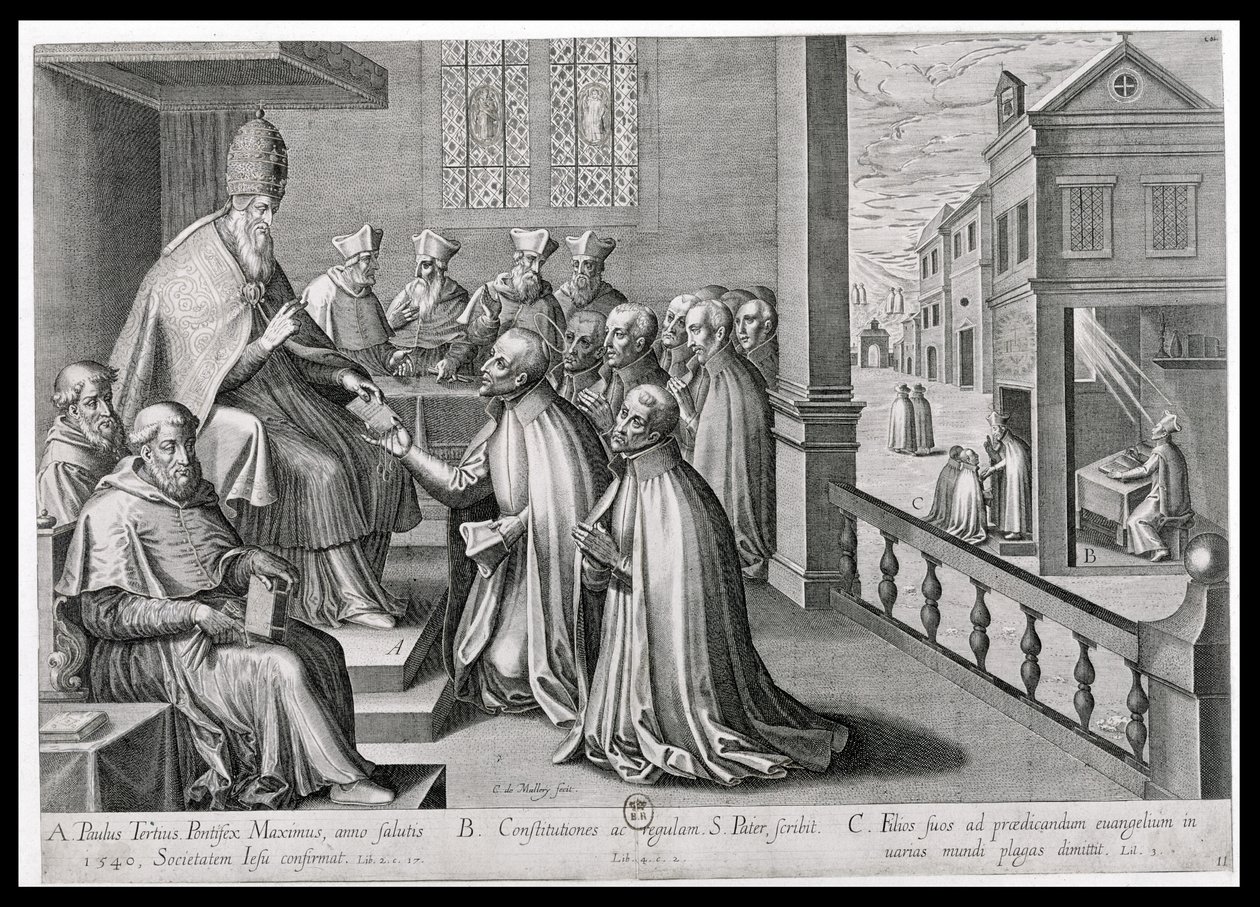 Papież Paweł III (1468-1549) Przyjmuje regułę Towarzystwa Jezusowego, 1540 r. autorstwa C. Malloy