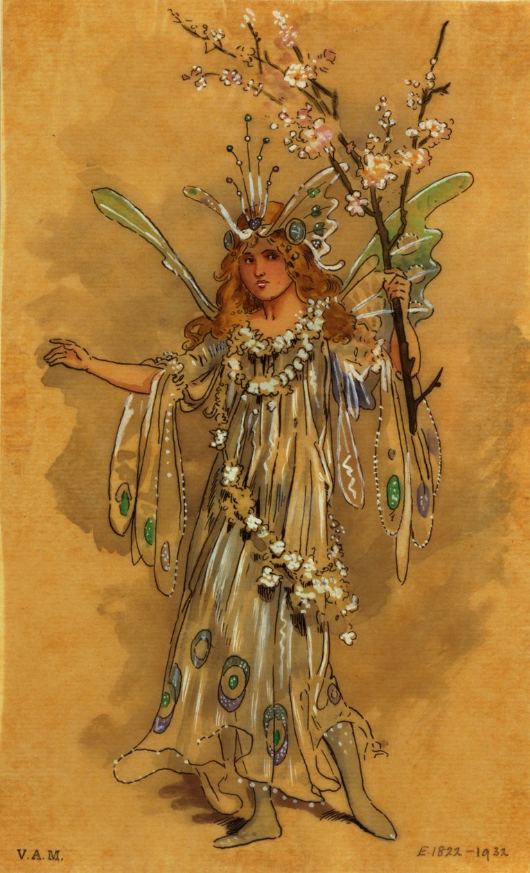 Wróżka, projekt kostiumu do Snu nocy letniej, wyprodukowany przez R. Courtneidge w Princes Theatre, Manchester autorstwa C. Wilhelm
