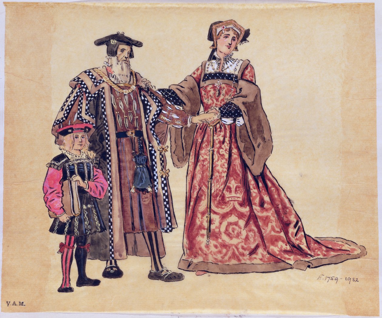 Rosalind and the Old Duke, projekt kostiumów do filmu Jak wam się podoba, wyprodukowany przez R. Courtneidge w Princes Theatre w Manchesterze autorstwa C. Wilhelm