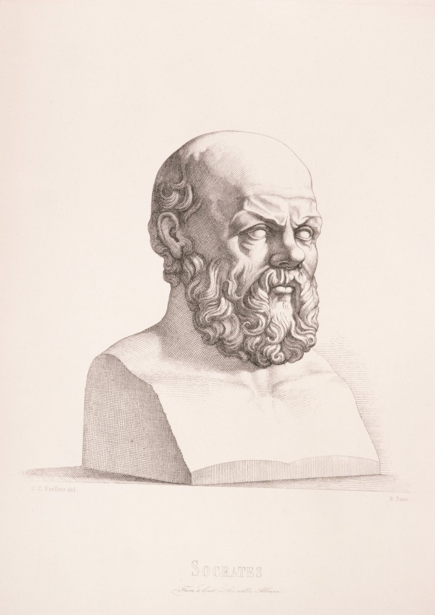 Portret Sokratesa (ok. 470-399 pne) wyryty przez B.Barlocciniego, 1849 autorstwa C.C Perkins