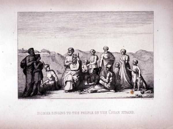 Homer Singing to the People on the Chian Strand, grawerowane przez B.Barlocciniego, 1849 autorstwa C.C Perkins