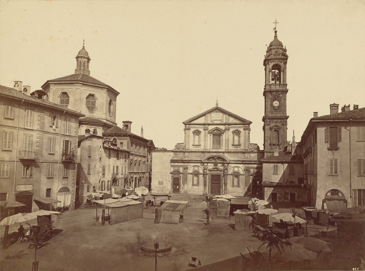 Widoki na Mediolan: Piazzo Santo Stefano autorstwa C.D. Wagner