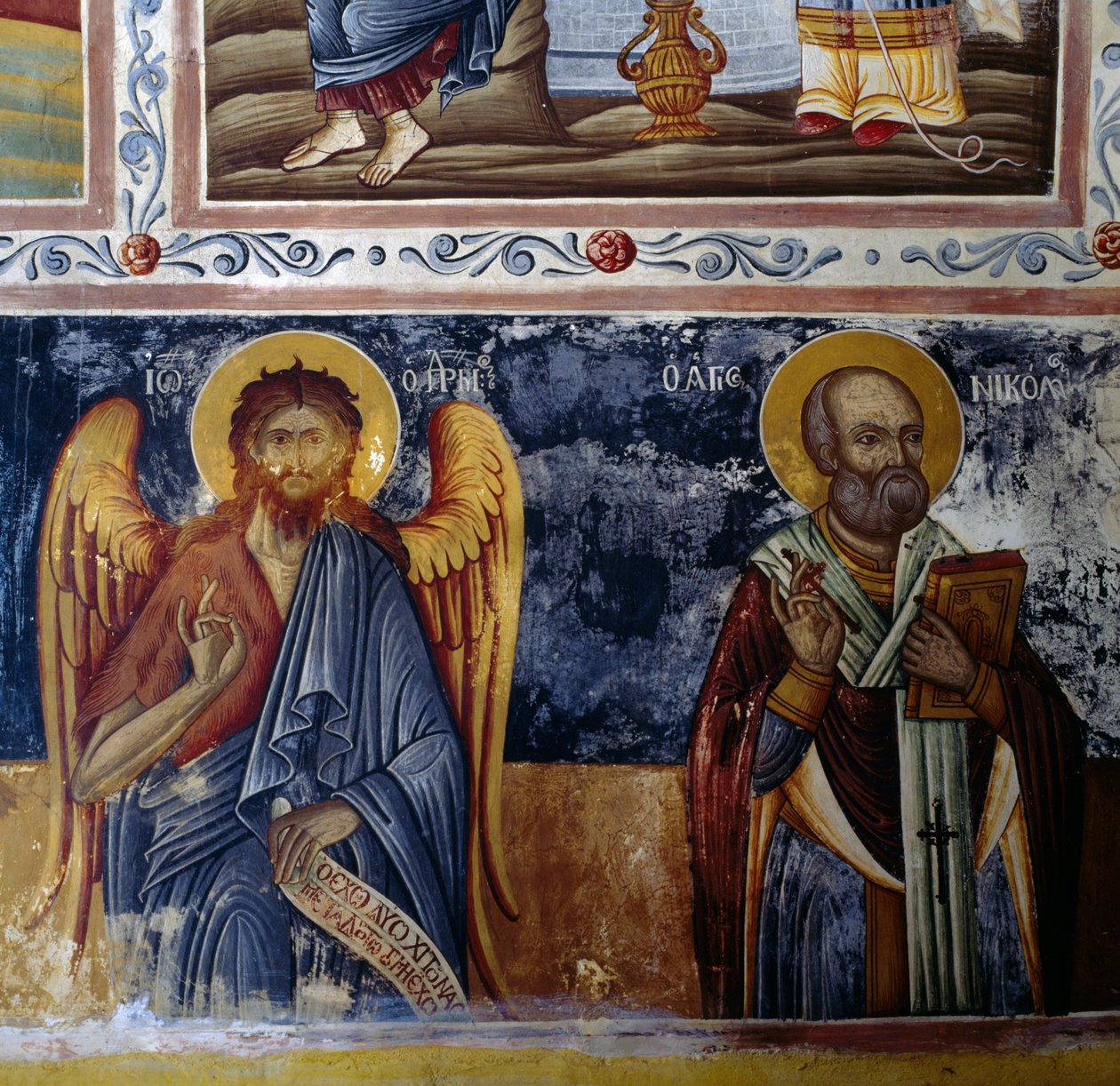 Archanioł i święty, sklepienie z freskami w klasztorze Mikro Sotiris, wyspa Symi, Grecja (zdjęcie) autorstwa J.B. and Brown J. Rowbotham