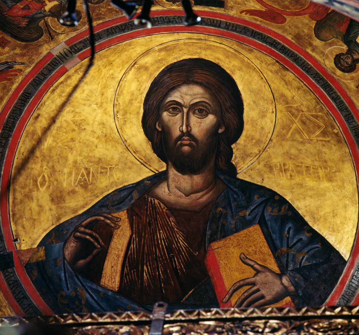 Błogosławiony Chrystus, fresk w kopule klasztoru św. Jana Teologa (Lista Światowego Dziedzictwa UNESCO) autorstwa J.B. and Brown J. Rowbotham