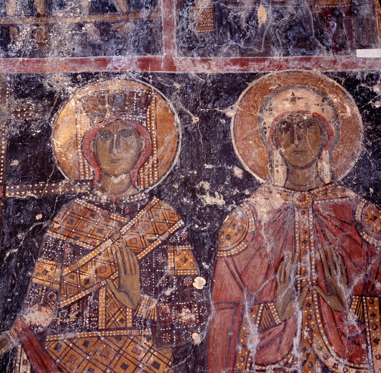 Fresk w bizantyjskim kościele Agios Nikolaos, Maza, Kreta, Grecja autorstwa J.B. and Brown J. Rowbotham