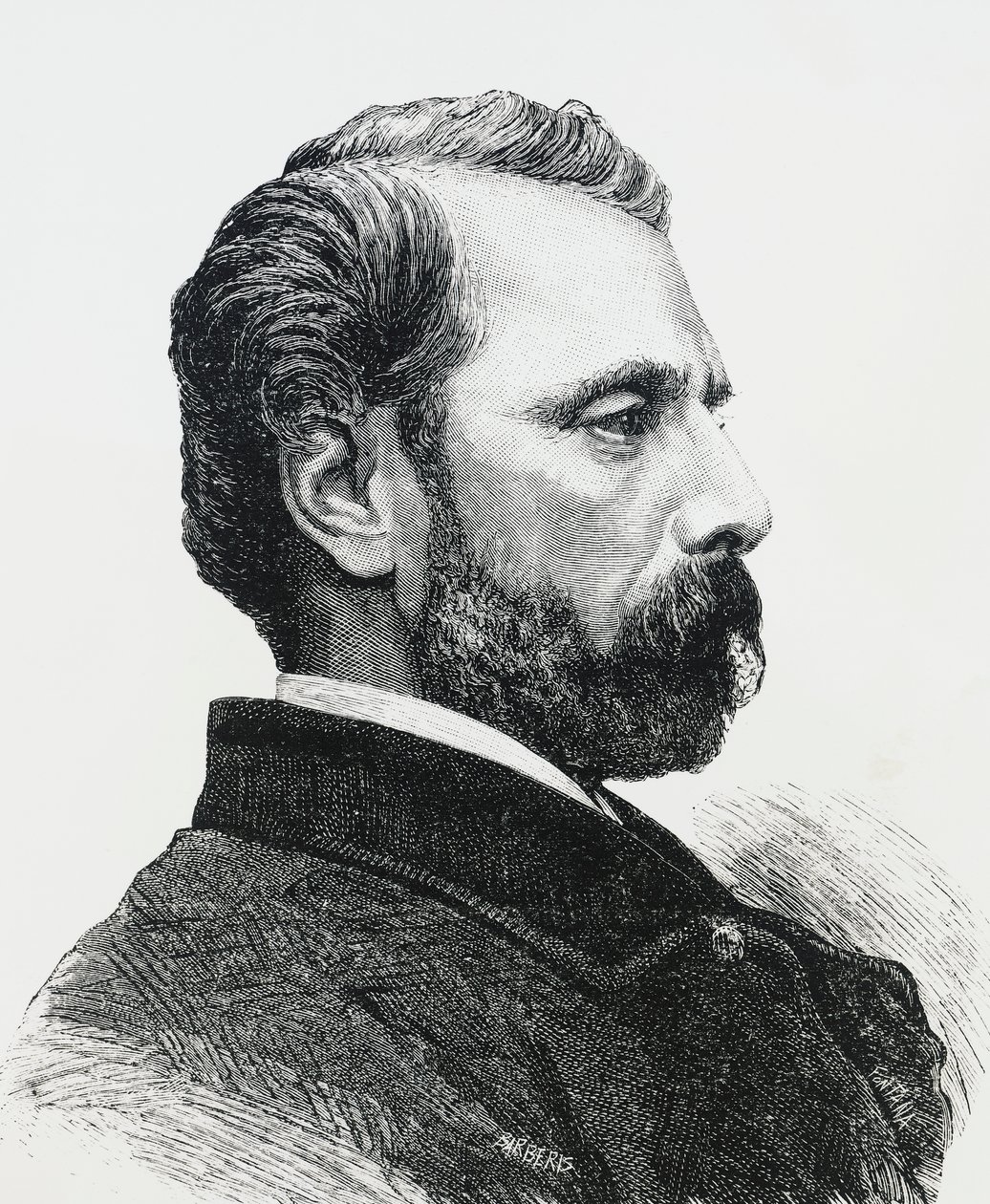 Portret Agostino Bertaniego (1812-1886) w 1860 r., włoskiego lekarza i patrioty, rycina autorstwa J.B. and Brown J. Rowbotham