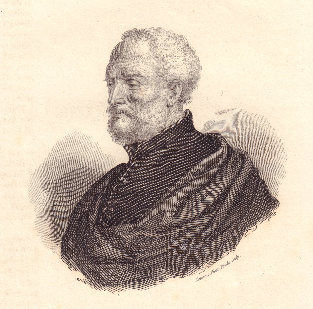 Portret włoskiego dyplomaty i geografa Giovanniego Battisty Ramusio (1485-1557), miedzioryt autorstwa J.B. and Brown J. Rowbotham