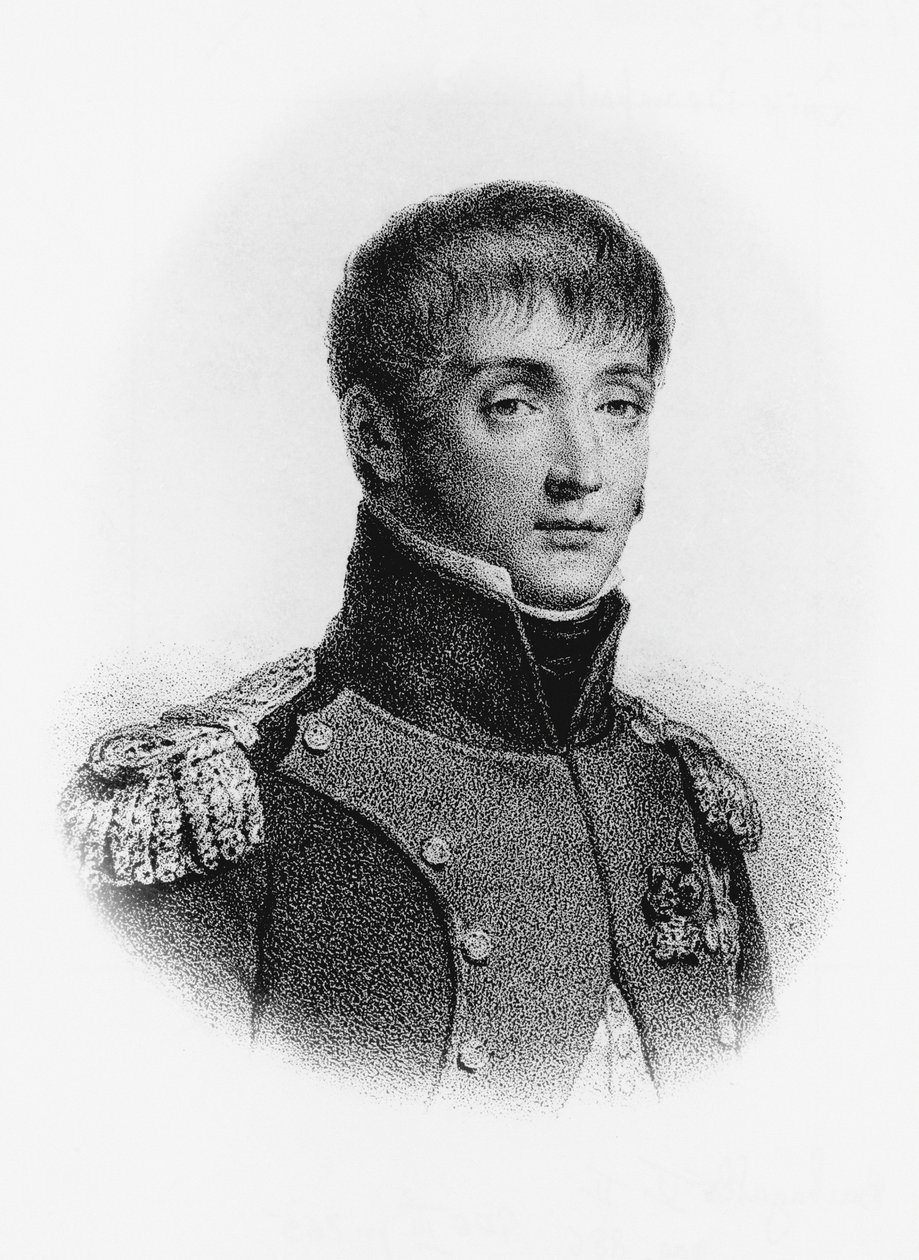 Portret Ludwika Bonaparte (1778-1846), żołnierza francuskiego i króla Holandii w latach 1806-1810, rycina autorstwa J.B. and Brown J. Rowbotham