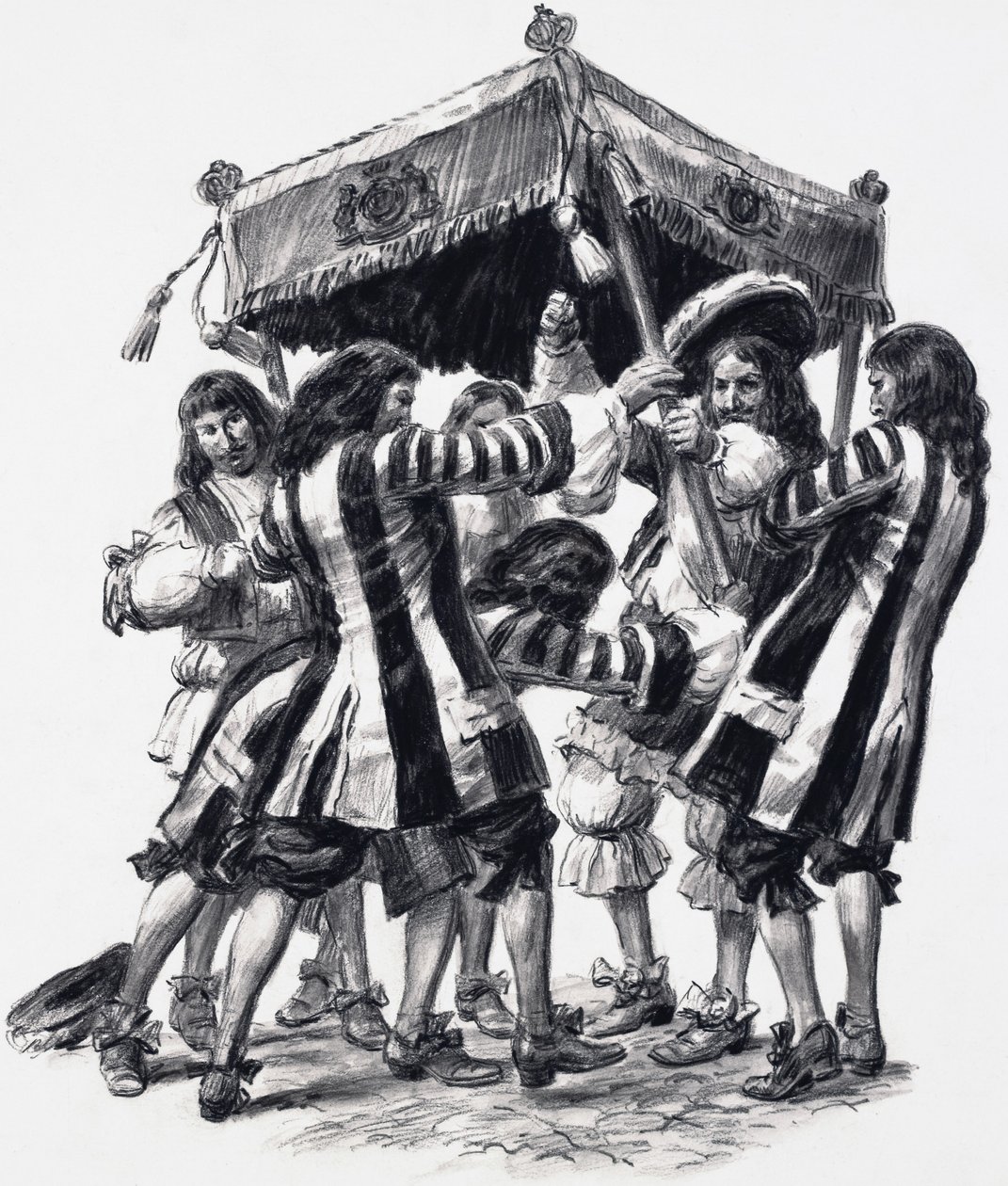 Koronacja Karola II (gwasz na papierze) autorstwa C.L. Doughty